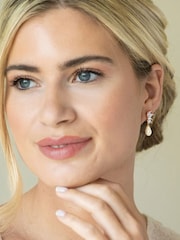 Ivory & Co Gold Ashbourne R Classic Crystal And Pearl Drop Earrings - Image 4 of 4