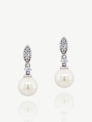 Ivory & Co Silver Dublin Crystal And Pearl Drop Earring - Image 1 of 5