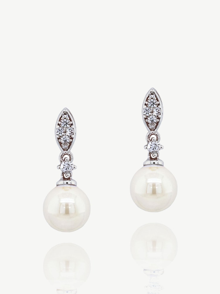 Ivory & Co Silver Dublin Crystal And Pearl Drop Earring - Image 1 of 5