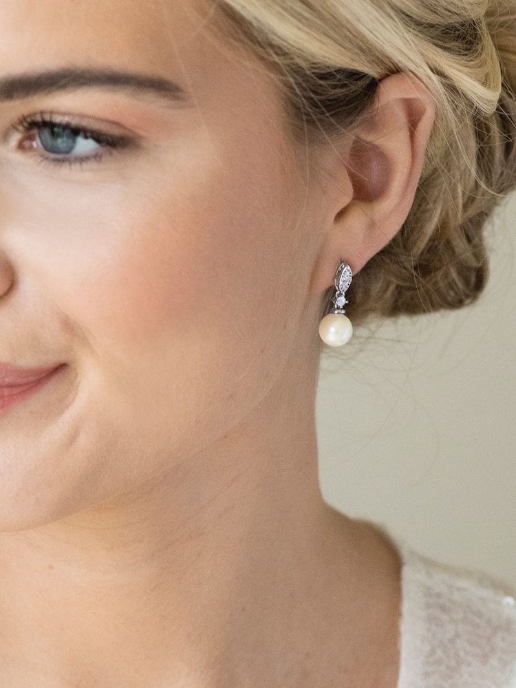 Ivory & Co Silver Dublin Crystal And Pearl Drop Earring - Image 3 of 5