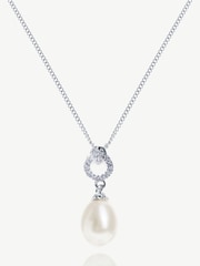 Ivory & Co Silver Stockholm And Pearl Circle Drop Pendant - Image 1 of 4