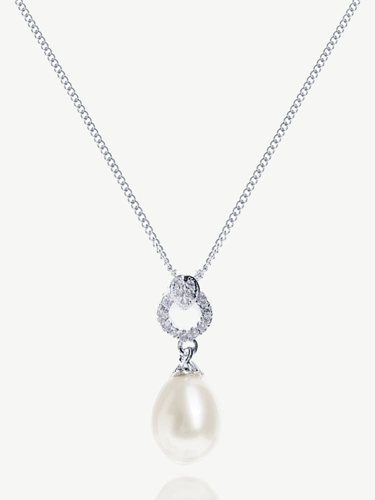 Ivory & Co Silver Stockholm And Pearl Circle Drop Pendant - Image 1 of 4