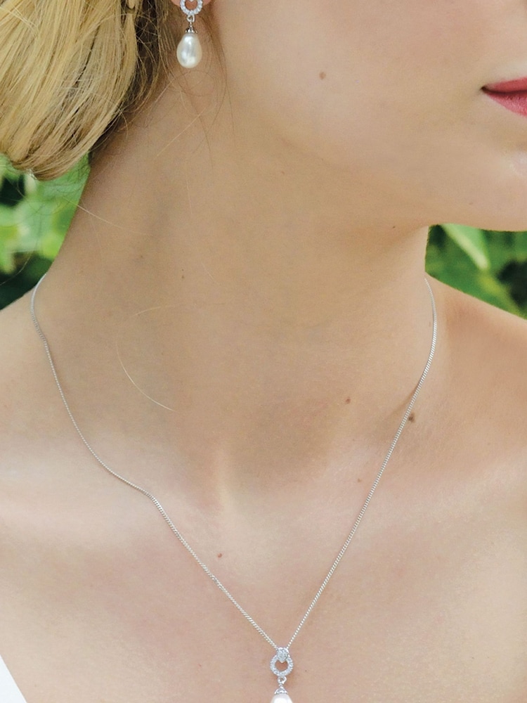 Ivory & Co Silver Stockholm And Pearl Circle Drop Pendant - Image 4 of 4