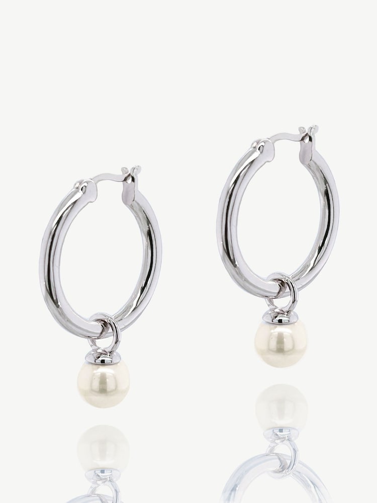 Ivory & Co Gold Newark Statement Hoop Pearl Earrings - Image 1 of 5