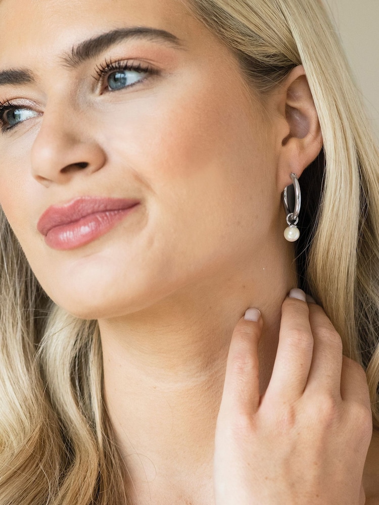 Ivory & Co Gold Newark Statement Hoop Pearl Earrings - Image 2 of 5 Ivory & Co Gold Newark Statement Hoop Pearl Earrings - Image 2 of 5