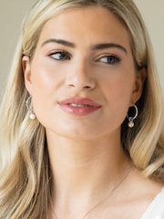 Ivory & Co Gold Newark Statement Hoop Pearl Earrings - Image 4 of 5