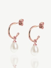 Ivory & Co Rose Gold Harrow Modern Pearl Hoop Earrings - Image 1 of 4