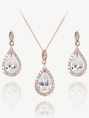 Ivory & Co Rose Gold Belmont And Crystal Teardrop Set - Image 1 of 5