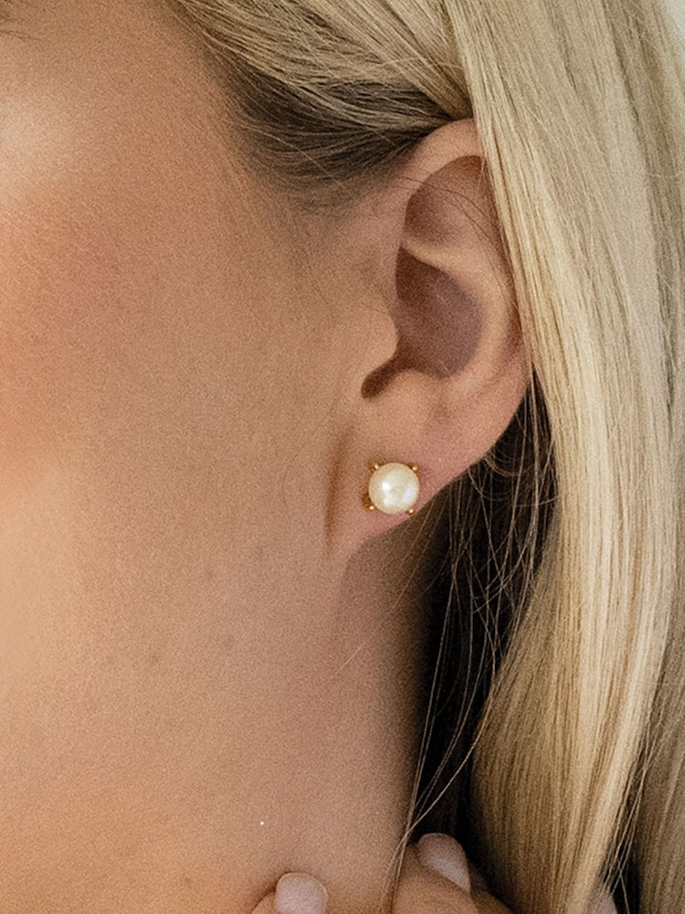 Ivory & Co Gold Cairo Pearl Classic Stud Earrings - Image 3 of 5
