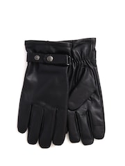 Jones Bootmaker Mens Adjustable Leather Black Gloves - Imagen 1 de 2