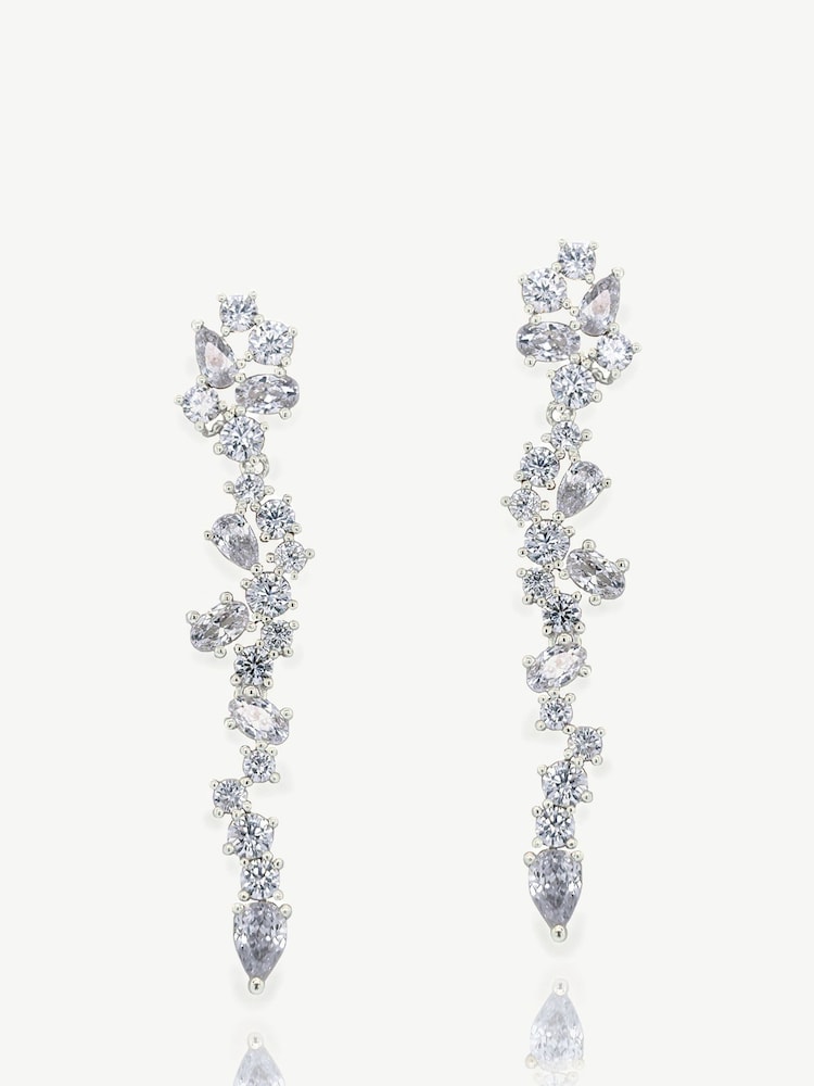 Ivory & Co Silver Islington Crystal Cluster Drop Earring - Image 1 of 4