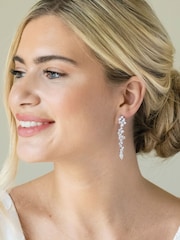 Ivory & Co Silver Islington Crystal Cluster Drop Earring - Image 2 of 4