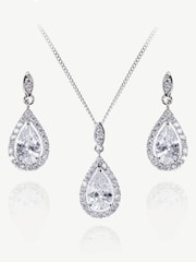 Ivory & Co Silver Belmont And Crystal Teardrop Set - Image 1 of 5