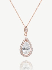 Ivory & Co Rose Gold Belmont And Crystal Teardrop Pendant - Image 1 of 5