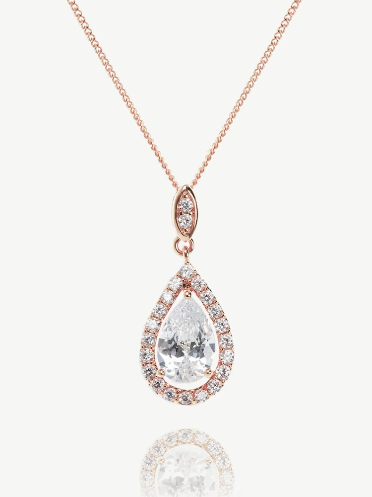 Ivory & Co Rose Gold Belmont And Crystal Teardrop Pendant - Image 1 of 5