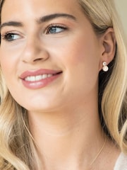 Ivory & Co Rose Gold Portland Solitaire Crystal And Pearl Earrings - Image 3 of 5