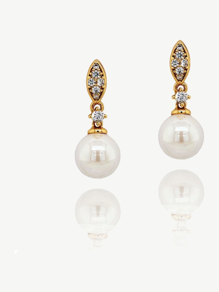 Ivory & Co Gold Dublin Crystal And Pearl Drop Earring - Image 1 of 4