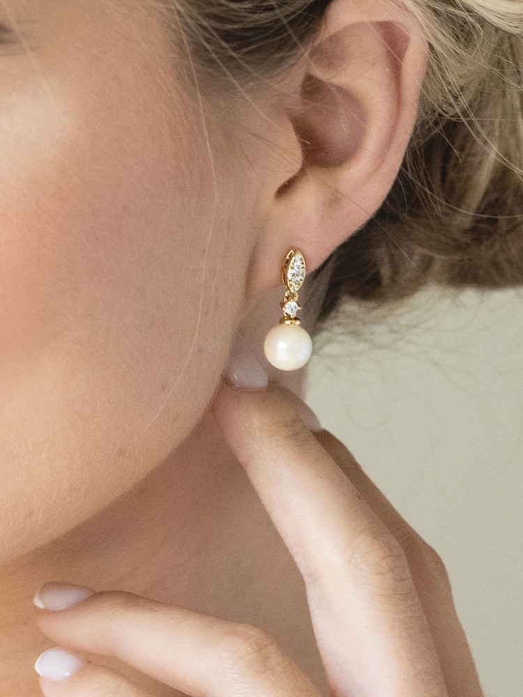 Ivory & Co Gold Dublin Crystal And Pearl Drop Earring - Image 4 of 4