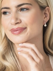 Ivory & Co Rose Gold St Louis Crystal Modern Abstract Pearl Drop Earrings - Image 4 of 4