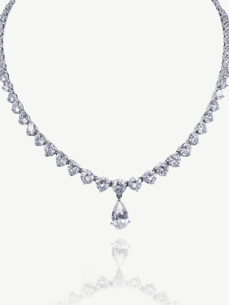 Ivory & Co Silver Imperial Crystal Teardrop Necklace - Image 1 of 4