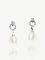 Ivory & Co Silver Stockholm And Pearl Circle Drop Earrings - Image 1 of 4