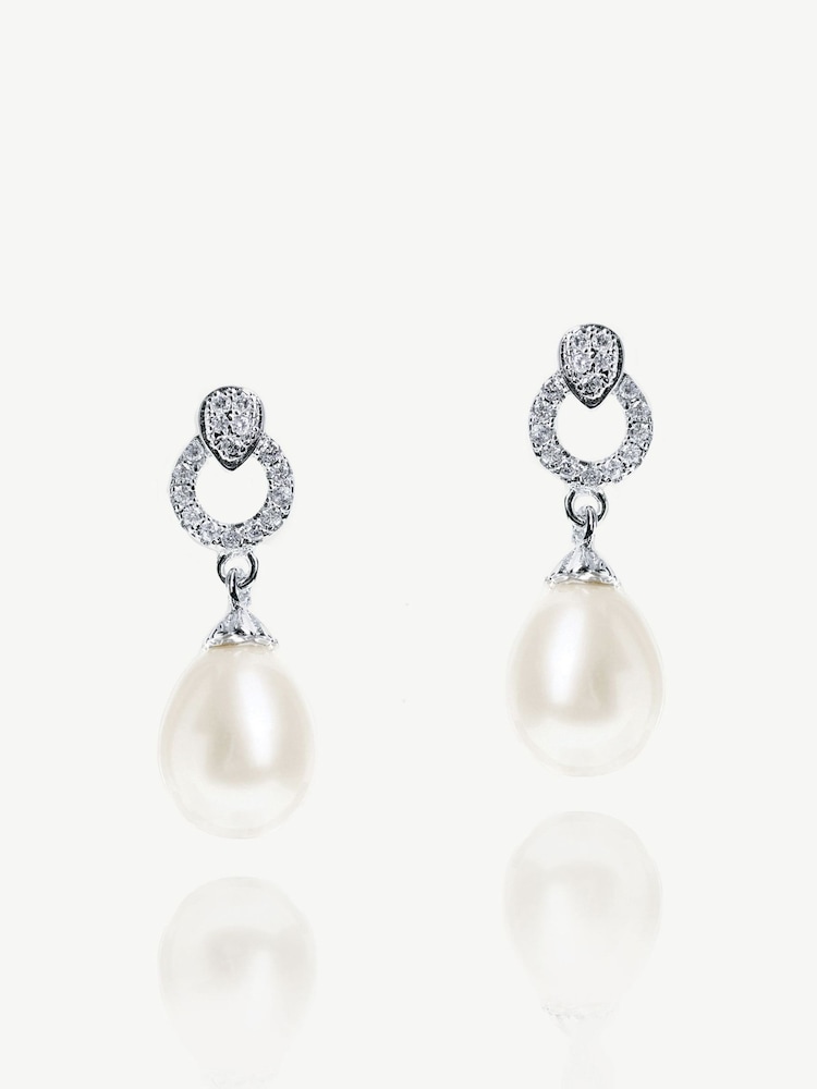 Ivory & Co Silver Stockholm And Pearl Circle Drop Earrings - Image 1 of 4
