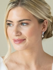 Ivory & Co Silver Ashbourne R Classic Crystal And Pearl Drop Earrings - Image 2 of 4