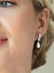 Ivory & Co Silver Ashbourne R Classic Crystal And Pearl Drop Earrings - Image 3 of 4