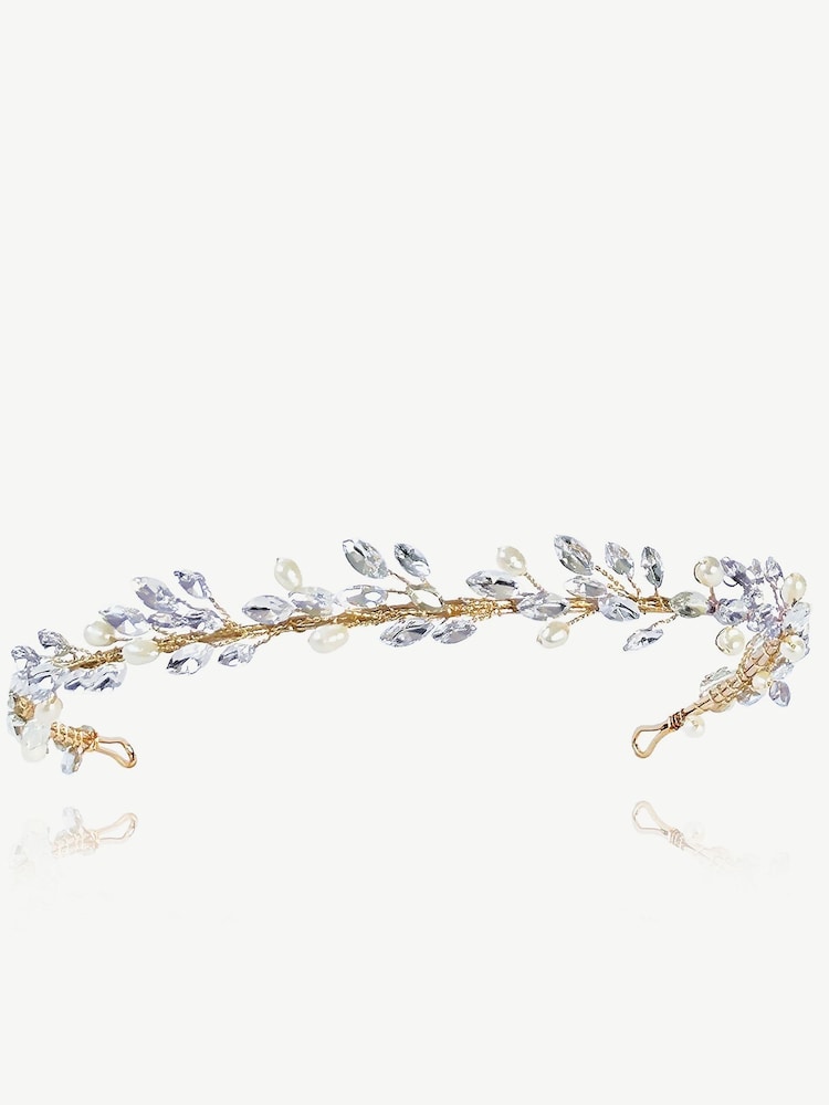 Ivory & Co Gold Moonshine Crystal And Pearl Encrusted Band - Image 1 of 4