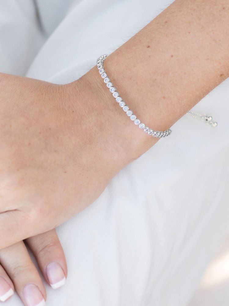 Ivory & Co Silver Tivoli Crystal Delicate Toggle Bracelet - Image 2 of 4