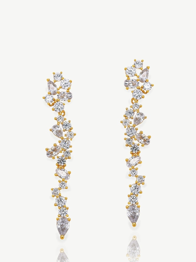 Ivory & Co Gold Islington Crystal Cluster Drop Earring - Image 1 of 4