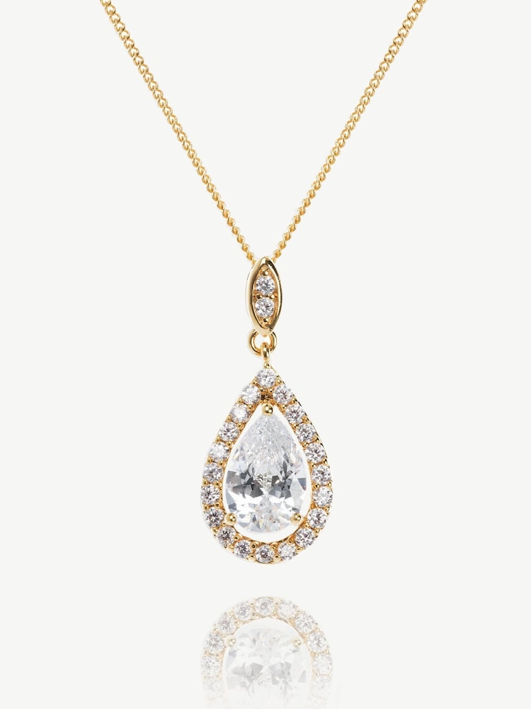 Ivory & Co Gold Belmont And Crystal Teardrop Pendant - Image 1 of 4