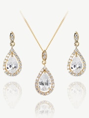 Ivory & Co Gold Belmont And Crystal Teardrop Set - Image 1 of 5