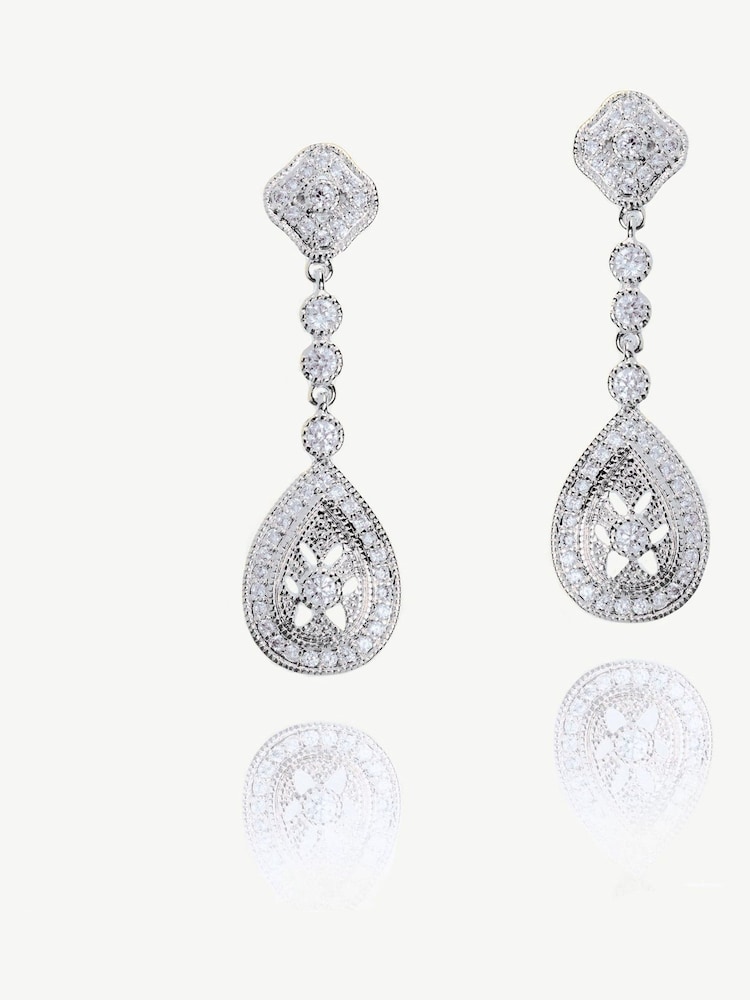 Ivory & Co Silver Moonstruck Crystal Pave Vintage Earrings - Image 1 of 5