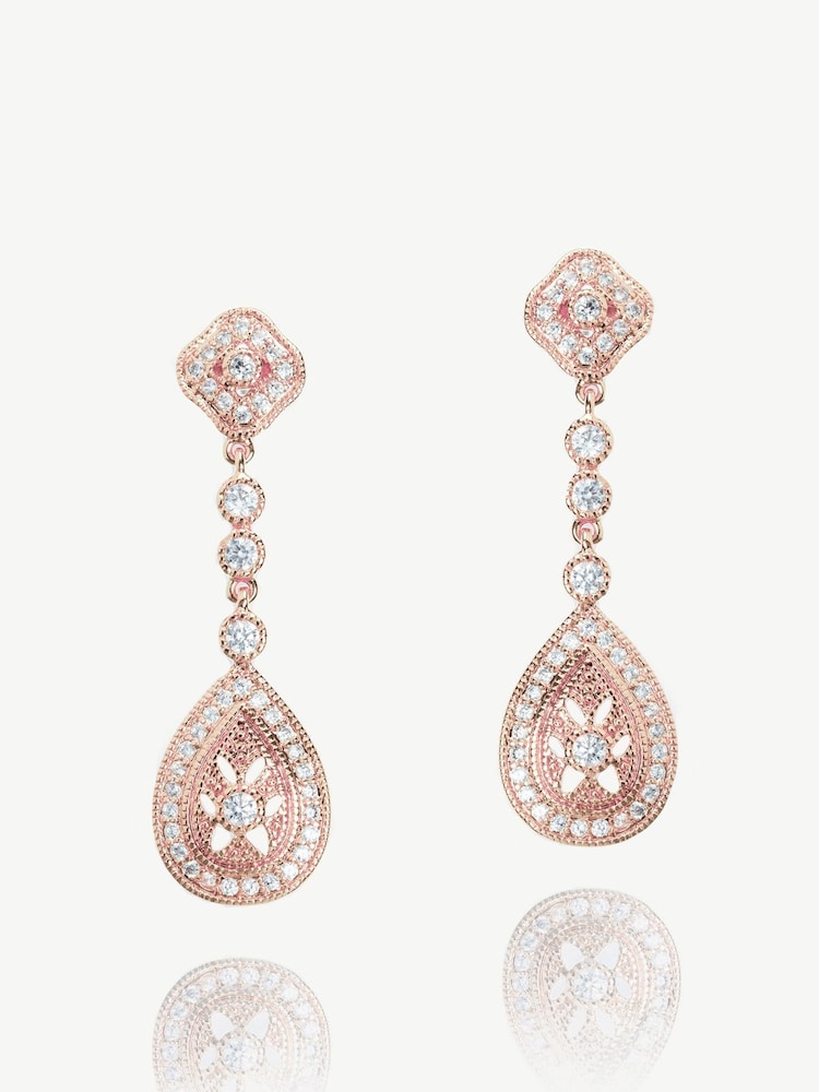 Ivory & Co Rose Gold Moonstruck Crystal Pave Vintage Earrings - Image 1 of 4