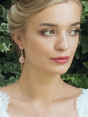 Ivory & Co Rose Gold Moonstruck Crystal Pave Vintage Earrings - Image 2 of 4