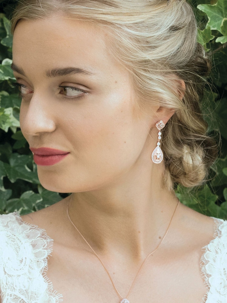 Ivory & Co Rose Gold Moonstruck Crystal Pave Vintage Earrings - Image 4 of 4