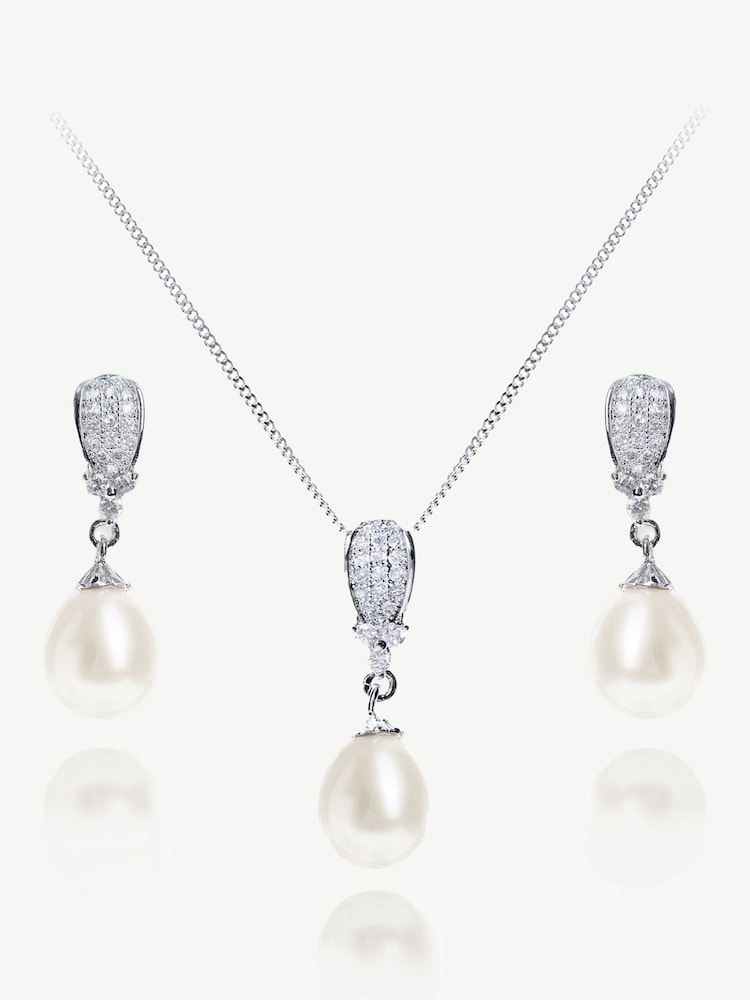 Ivory & Co Silver Serrano And Pearl Classic Drop Set - Image 1 of 4 Ivory & Co Silver Serrano And Pearl Classic Drop Set - Image 1 of 4