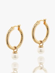 Ivory & Co Golden Black Newark Statement Hoop Pearl Earrings - Image 1 of 5