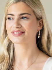 Ivory & Co Golden Black Newark Statement Hoop Pearl Earrings - Image 2 of 5