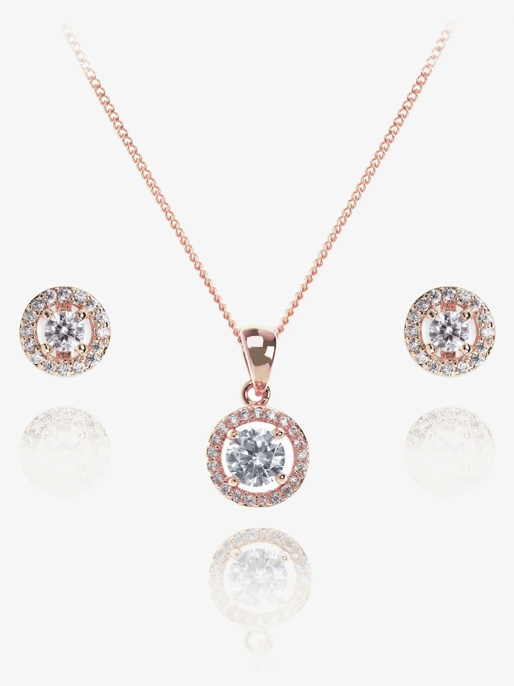 Ivory & Co Rose Gold Balmoral Crystal Dainty Set - Image 1 of 5
