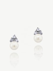 Ivory & Co Silver Classic Pearl And Crystal Earrings - Image 1 of 4