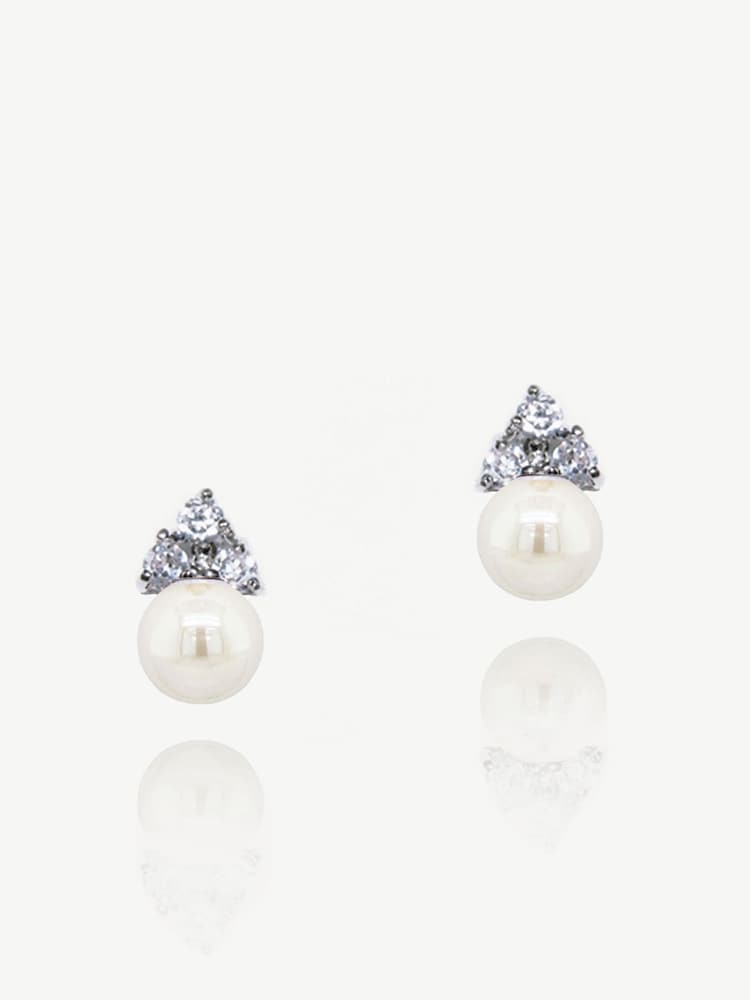 Ivory & Co Silver Classic Pearl And Crystal Earrings - Image 1 of 4