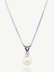 Ivory & Co Silver Classic Crystal And Pearl Pendant - Image 1 of 4