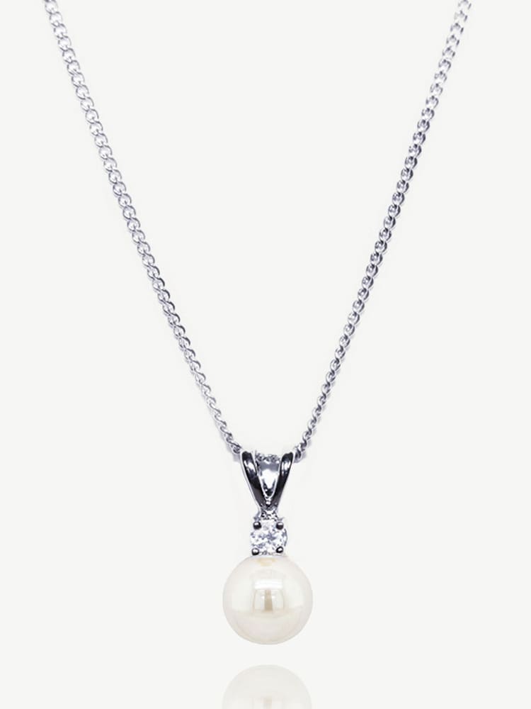Ivory & Co Silver Classic Crystal And Pearl Pendant - Image 1 of 4