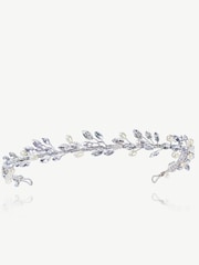Ivory & Co Silver Moonshine Crystal And Pearl Encrusted Band - Image 1 of 5
