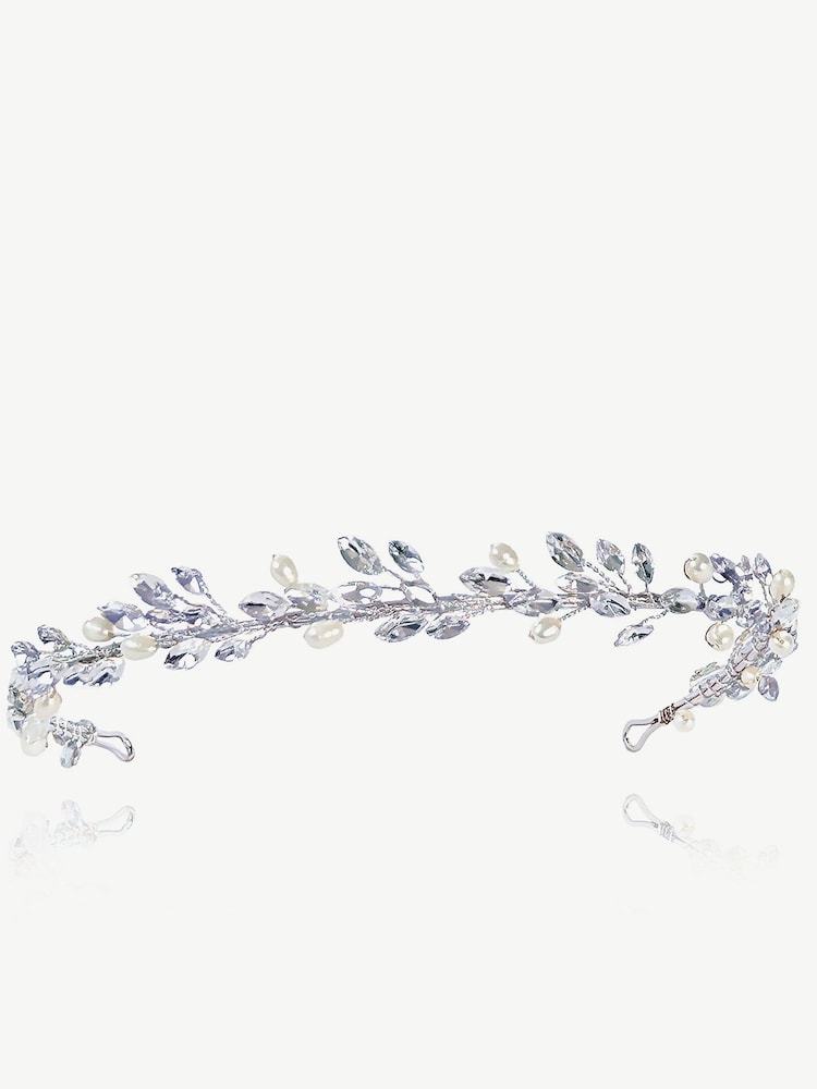 Ivory & Co Silver Moonshine Crystal And Pearl Encrusted Band - Image 1 of 5