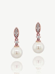 Ivory & Co Rose Gold Dublin Crystal And Pearl Drop Earring - Image 1 of 4
