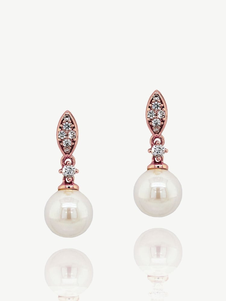 Ivory & Co Rose Gold Dublin Crystal And Pearl Drop Earring - Image 1 of 4