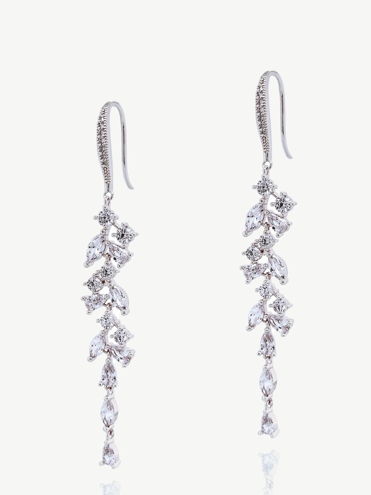 Ivory & Co Silver Sandringham Crystal Cluster Drop Earring - Image 1 of 4